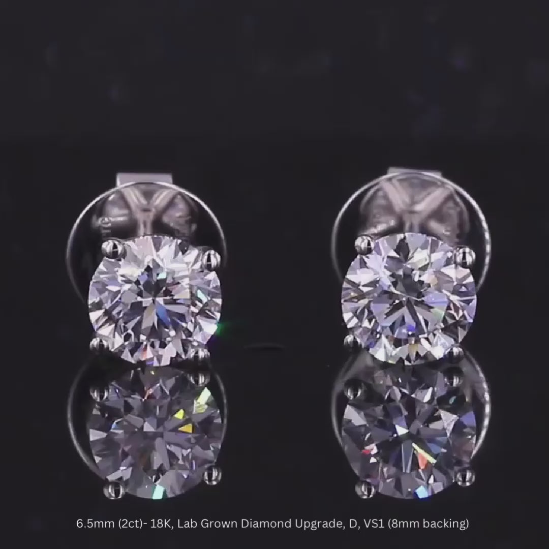 Soleil | Round Diamond or Moissanite Studs (Solid Gold