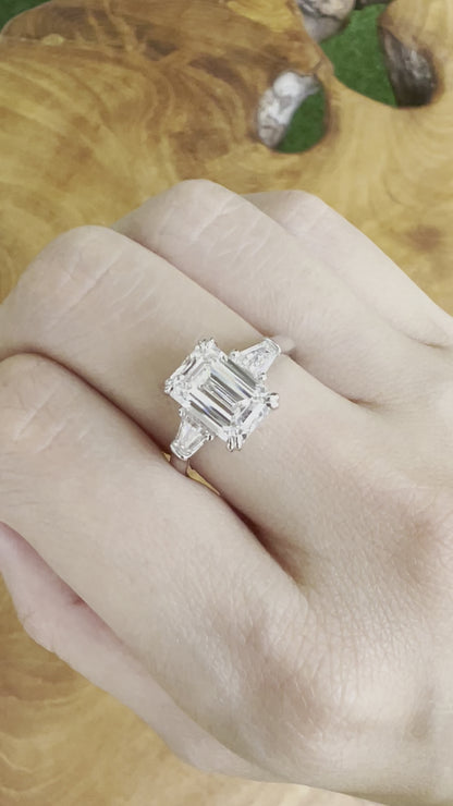 18K Emerald Cut Lab-Grown Diamond Ring